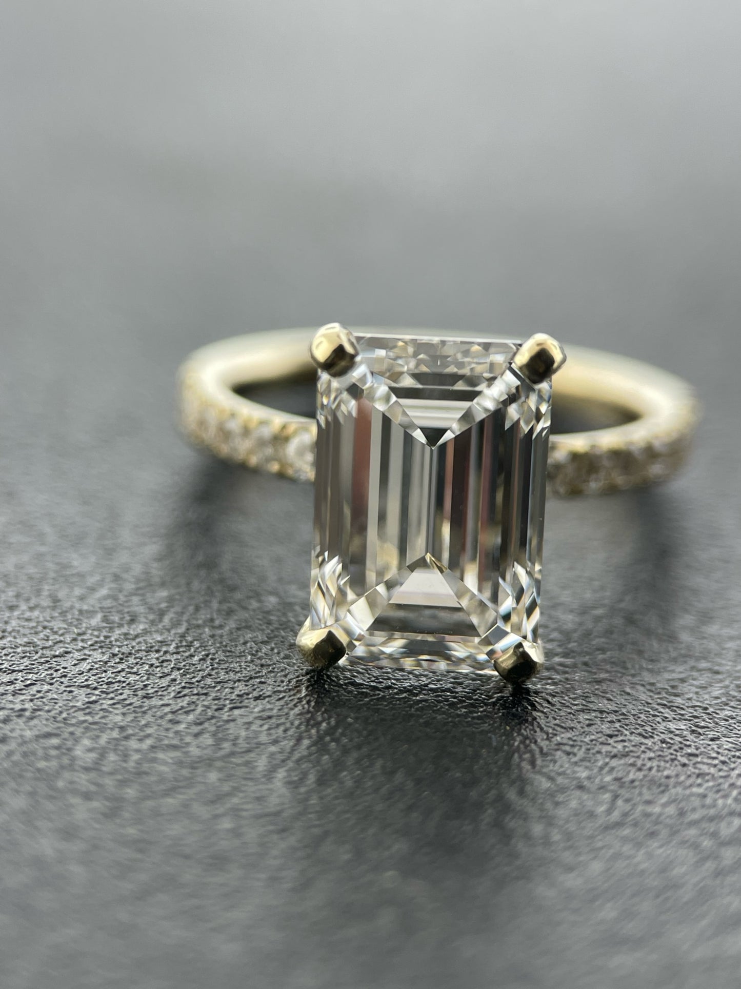 Timeless Emerald Cut Pave Shank