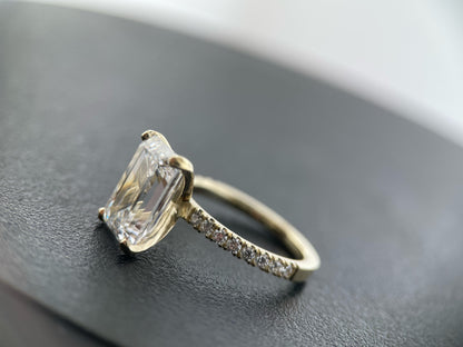 Timeless Emerald Cut Pave Shank